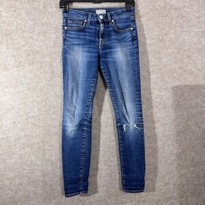 Father's Daughter Hanna Mid Rise Skinny Jeans Womens 27 Blue Stretchy Minimalist